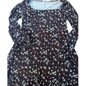 Lush Black Floral Long Sleeve Dress